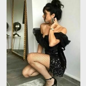 L & XL Zara Black Combination Sequin Dress NWT